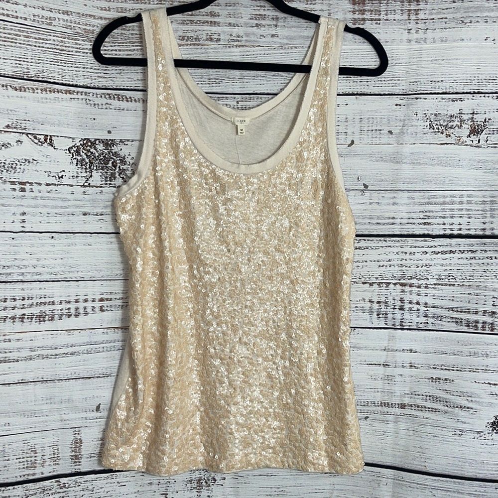 J. Crew Sequin Tank Top in Cream
